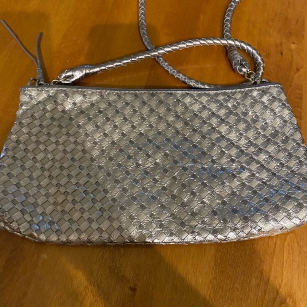 Elliott Lucca Metallic Pewter Silver Leather Purse Handbag - Picture 2 of 4